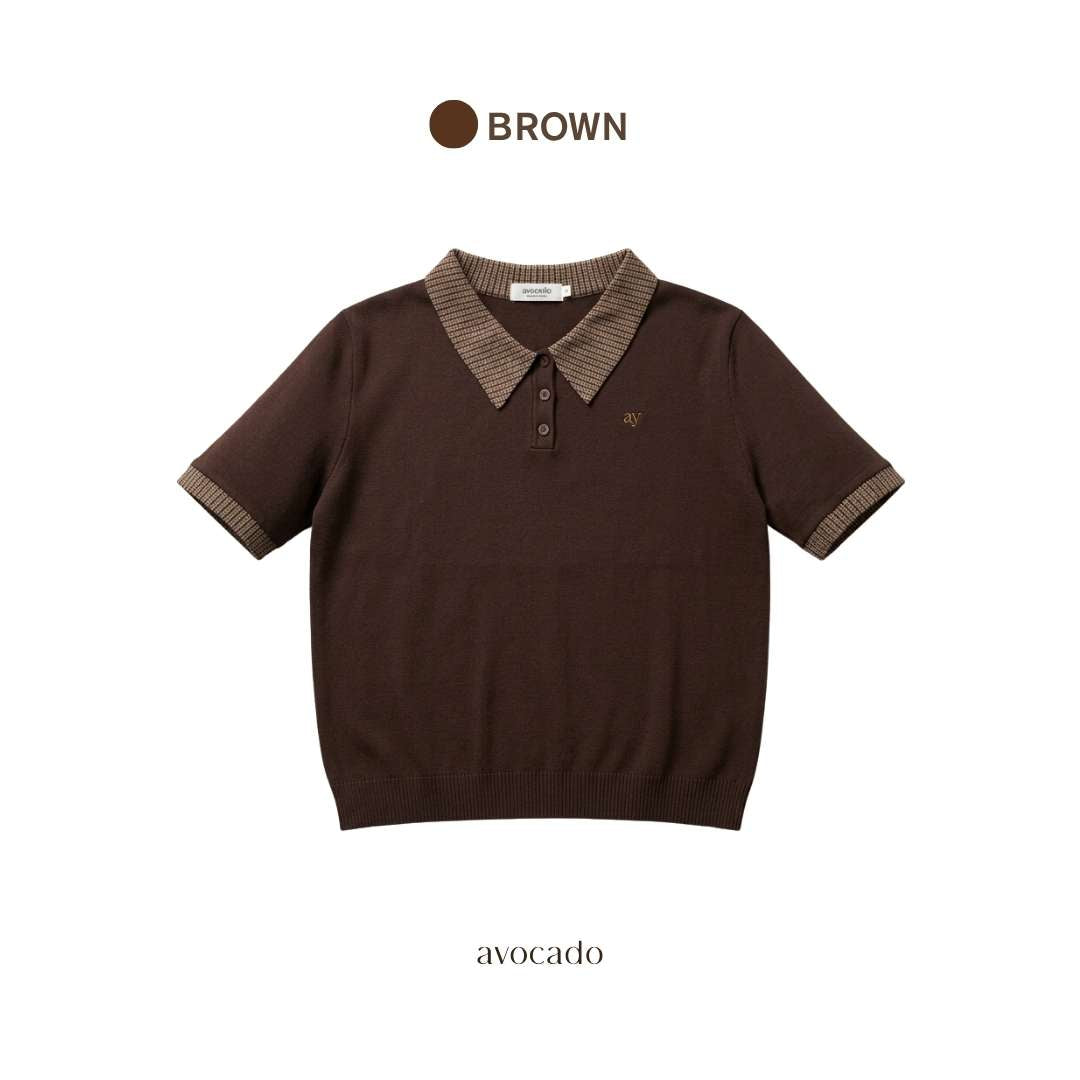 avocado - Ridery Polo Shirt เสื้อโปโลตกแต่งคอปกผ้าลายสก็อต