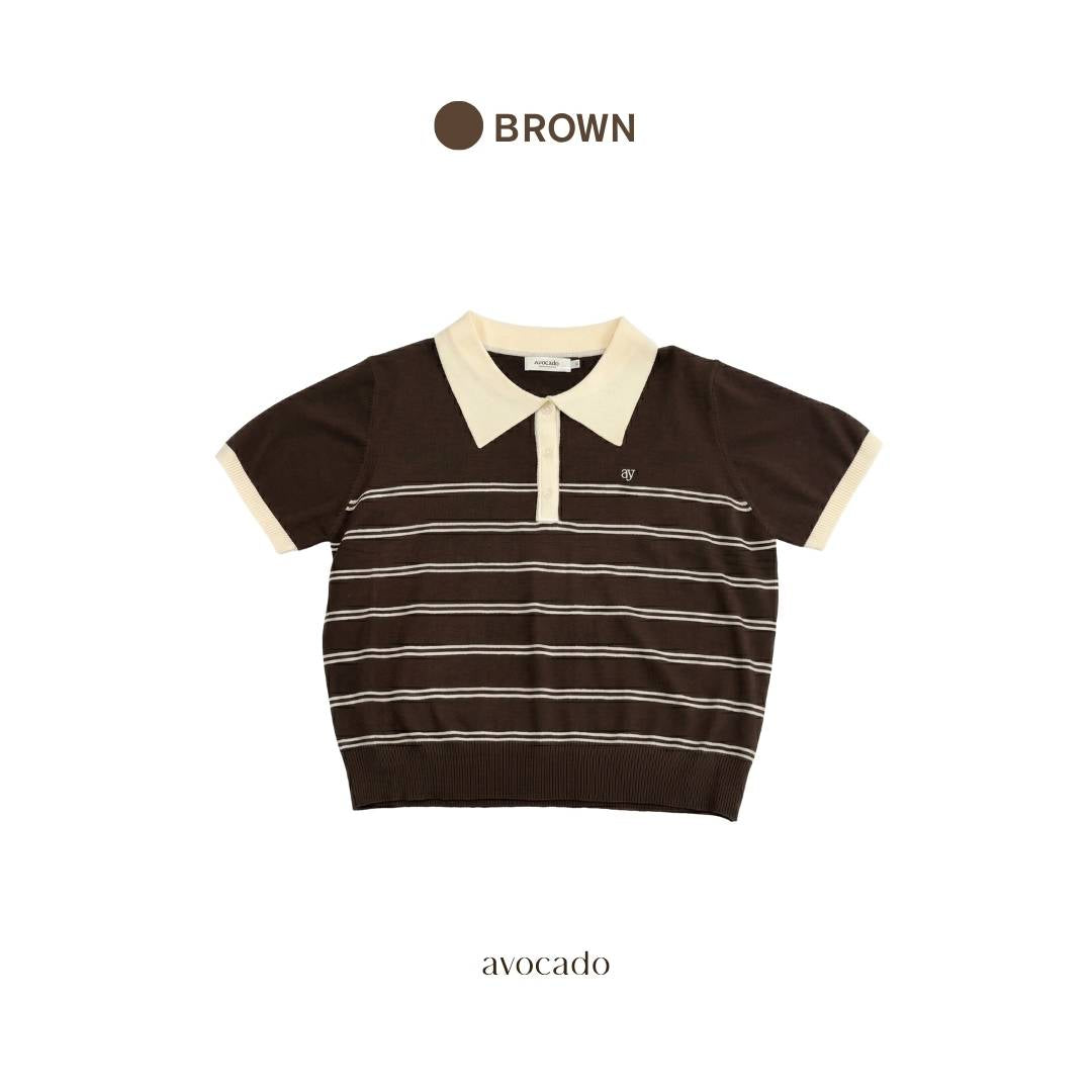 avocado - Ease-ful Polo Top เสื้อโปโลลายทางคอปกทูโทน เบสิค แมตช์ง่าย
