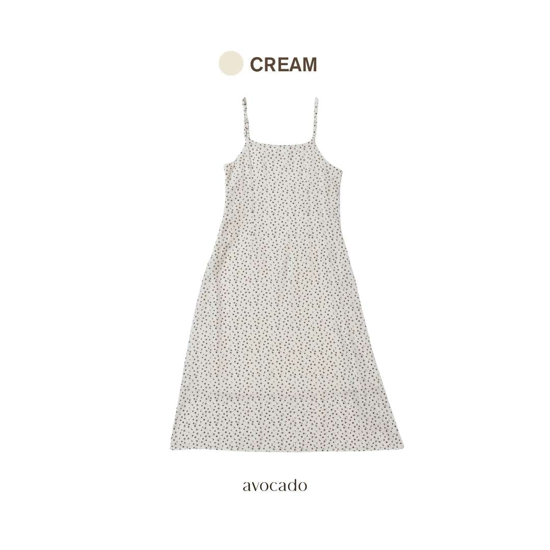 avocado - Hanako Dress เดรสลายดอกผ้าโพลีเอสเตอร์ มีซับใน สายปรับได้