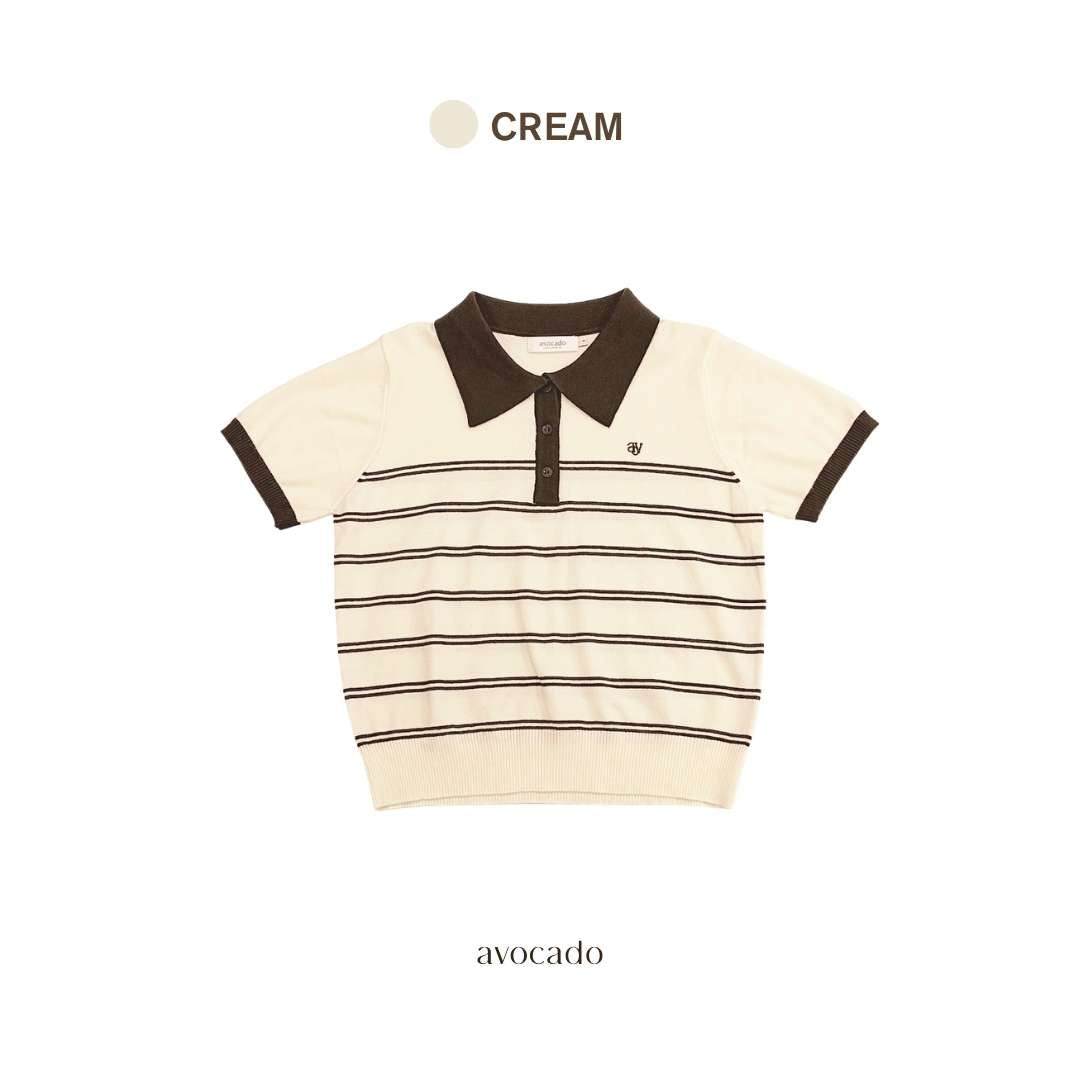 avocado - Ease-ful Polo Top เสื้อโปโลลายทางคอปกทูโทน เบสิค แมตช์ง่าย