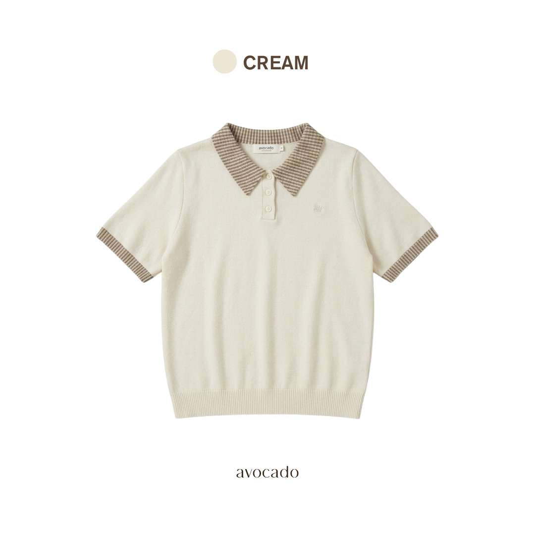 avocado - Ridery Polo Shirt เสื้อโปโลตกแต่งคอปกผ้าลายสก็อต