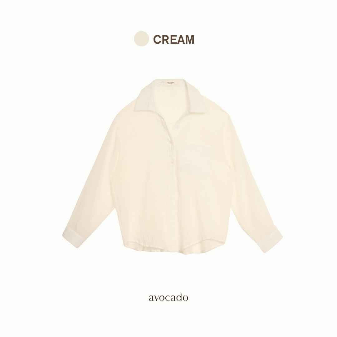 avocado - Mochi slim shirt เสื้อเชิ้ตทรง Slim Shirt เข้ารูป ผ้าเบาๆ โปร่งๆ