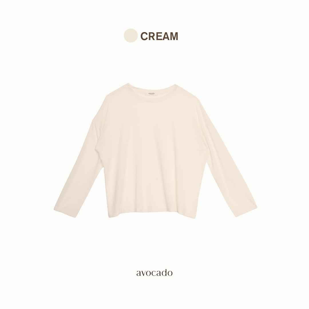 avocado - Megan long sleeve tops เสื้อแขนยาวทรงโอเวอร์ไซส์สีพื้น เนื้อผ้าบางเบา