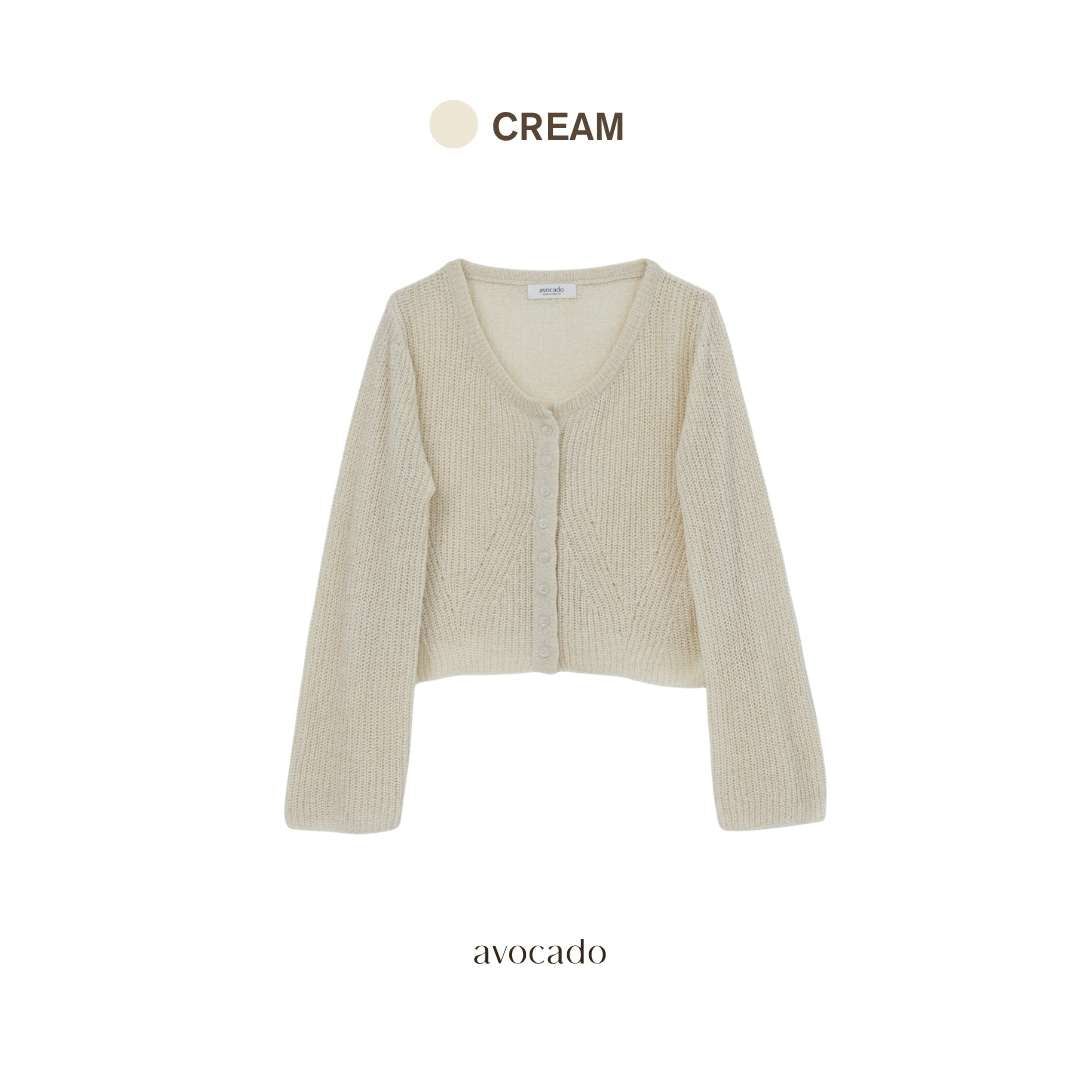 avocado - Promise Knit Cardigan เสื้อคาร์ดิแกนทรงครอปถักโครเชต์ ผ้าบาง ใส่สบาย
