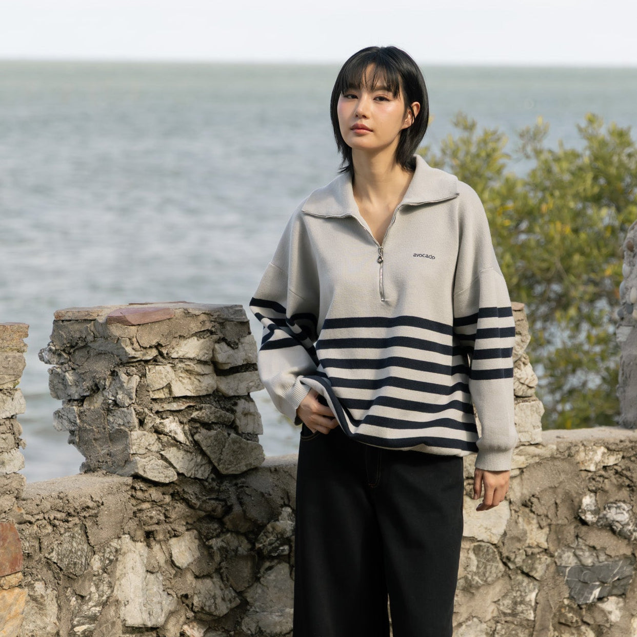 avocado - Galley Zip Sweater สเวตเตอร์ไหมพรม