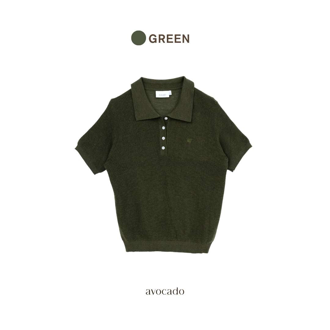 avocado - Corner Knit Polo เสื้อโปโลไหมพรม เนื้อผ้านุ่ม โปร่ง เหมาะกับ Summer