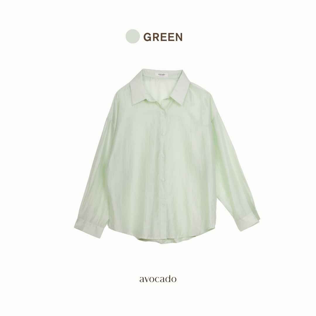 avocado - Cookie light shirt เสื้อเชิ้ตเนื้อผ้าเล่นแสง บางเบา โทนสีพาสเทล