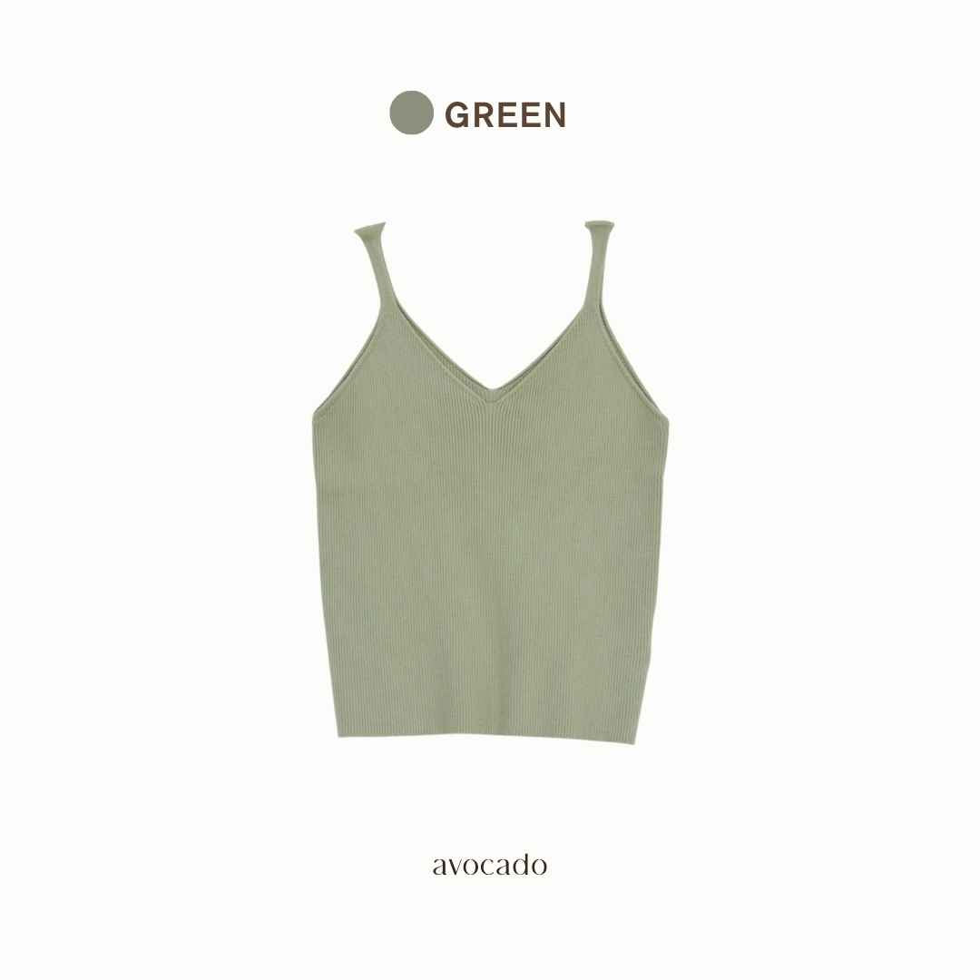 avocado - Bonbon soft camisole เสื้อกล้ามผ้าไหมพรม ทรงคอวี