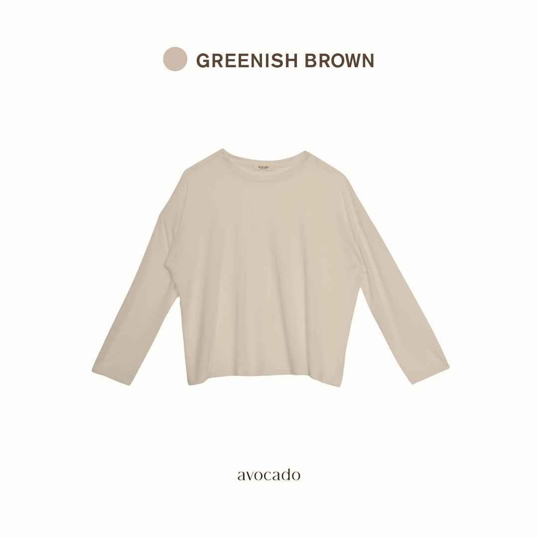 avocado - Megan long sleeve tops เสื้อแขนยาวทรงโอเวอร์ไซส์สีพื้น เนื้อผ้าบางเบา
