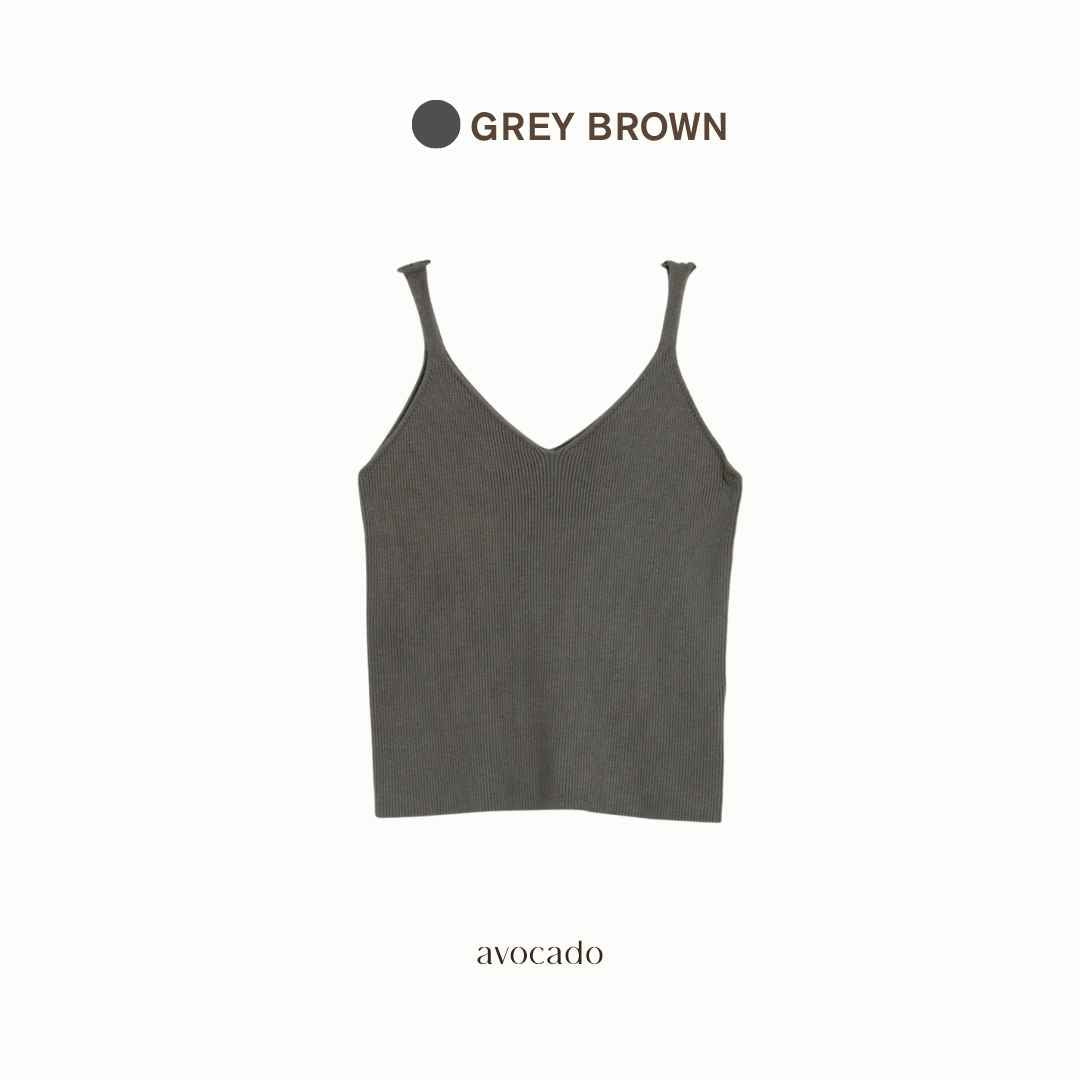 avocado - Bonbon soft camisole เสื้อกล้ามผ้าไหมพรม ทรงคอวี