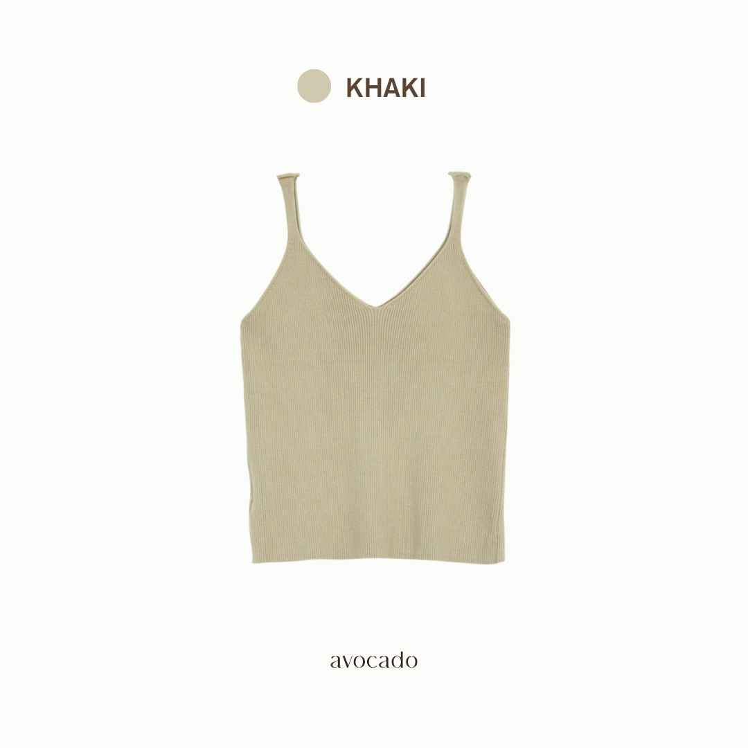 avocado - Bonbon soft camisole เสื้อกล้ามผ้าไหมพรม ทรงคอวี