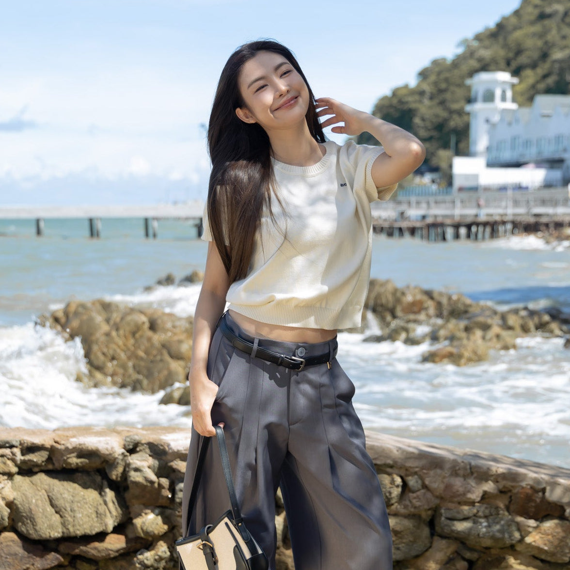 avocado - Naval Knit Tee เสื้อยืดแขนสั้นผ้าไหมพรม