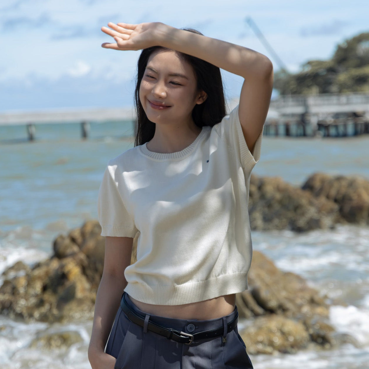 avocado - Naval Knit Tee เสื้อยืดแขนสั้นผ้าไหมพรม