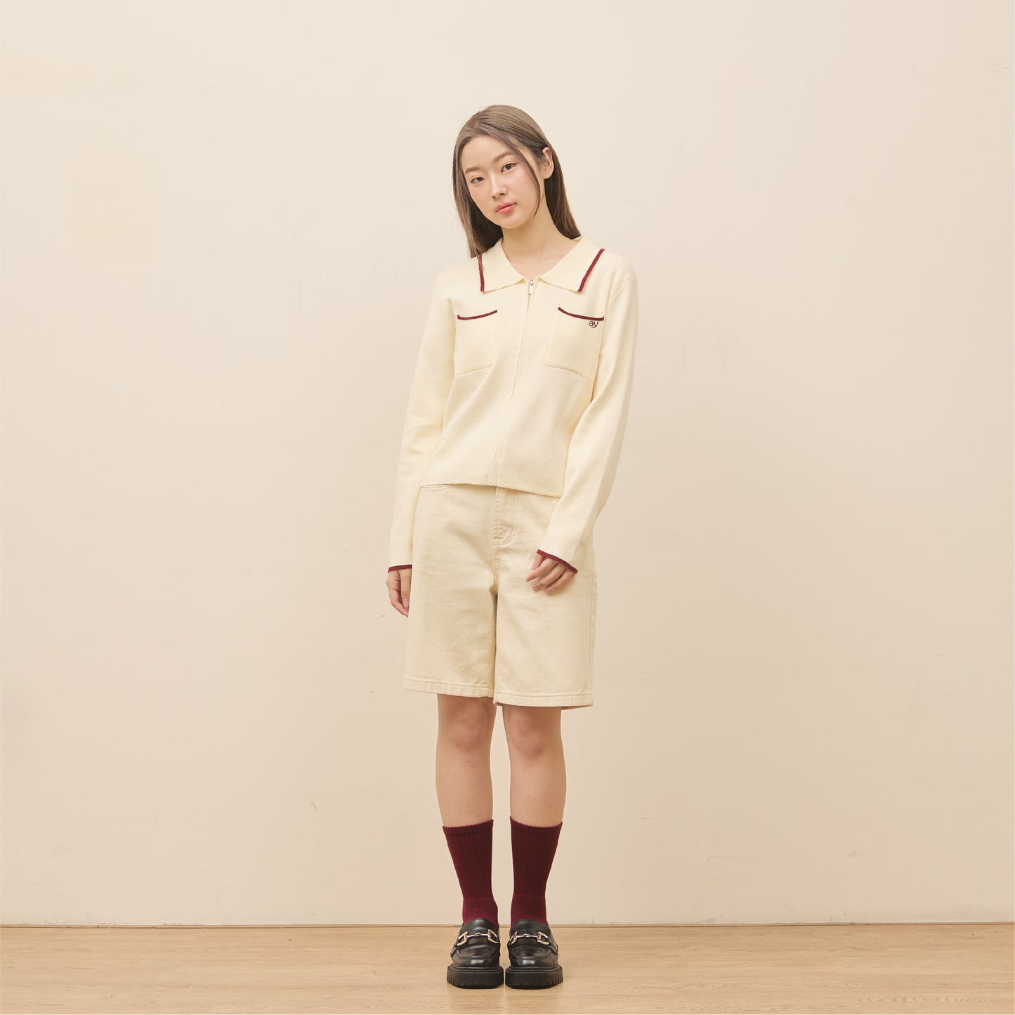 avocado - Powder Two Cardigan เสื้อคาร์ดิแกนไหมพรมคาร์ดิแกนซิปหน้า