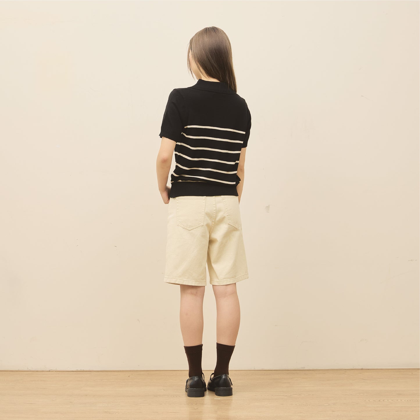 avocado - Tenya Line Tops เสื้อโปโลแขนสั้น ลายทางดีเทลซิปหน้า ผ้าใส่สบาย I มีไซส์อก 38" และ 46"