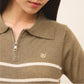 avocado - Tenya Line Tops เสื้อโปโลแขนสั้น ลายทางดีเทลซิปหน้า ผ้าใส่สบาย I มีไซส์อก 38" และ 46"