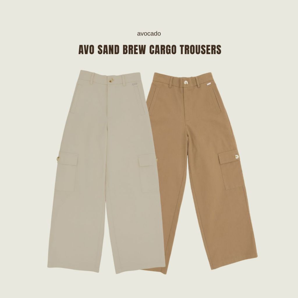 avocado - Sand Brew Cargo Trousers กางเกงขายาวทรง cargo ทรงกระบอกกลาง