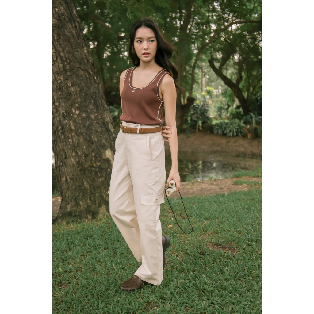 avocado - Sand Brew Cargo Trousers กางเกงขายาวทรง cargo ทรงกระบอกกลาง