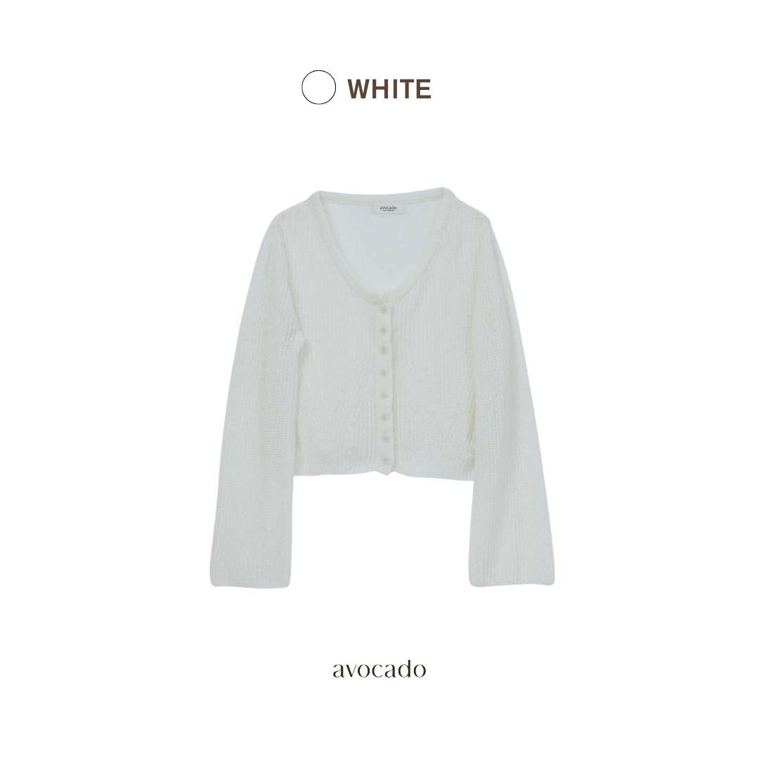 avocado - Promise Knit Cardigan เสื้อคาร์ดิแกนทรงครอปถักโครเชต์ ผ้าบาง ใส่สบาย