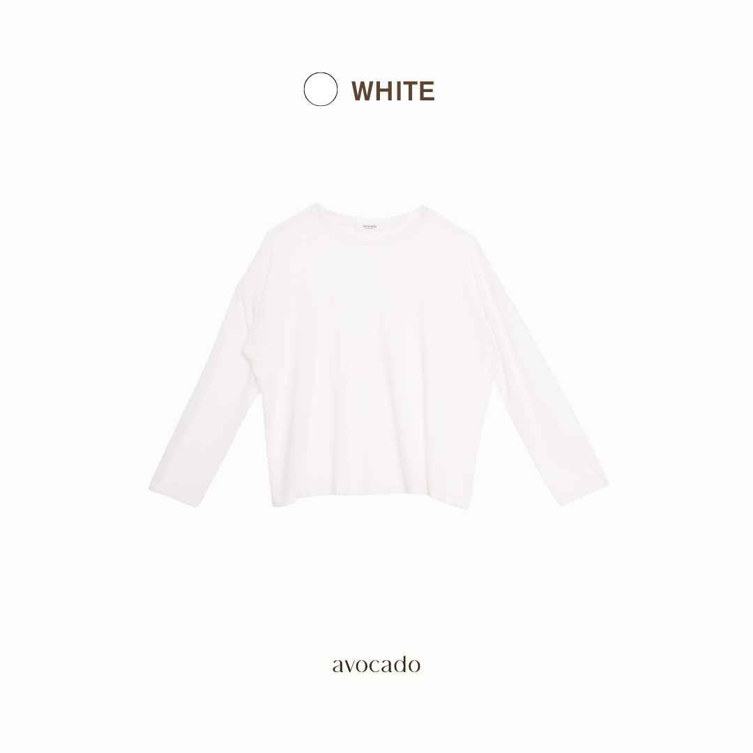 avocado - Megan long sleeve tops เสื้อแขนยาวทรงโอเวอร์ไซส์สีพื้น เนื้อผ้าบางเบา