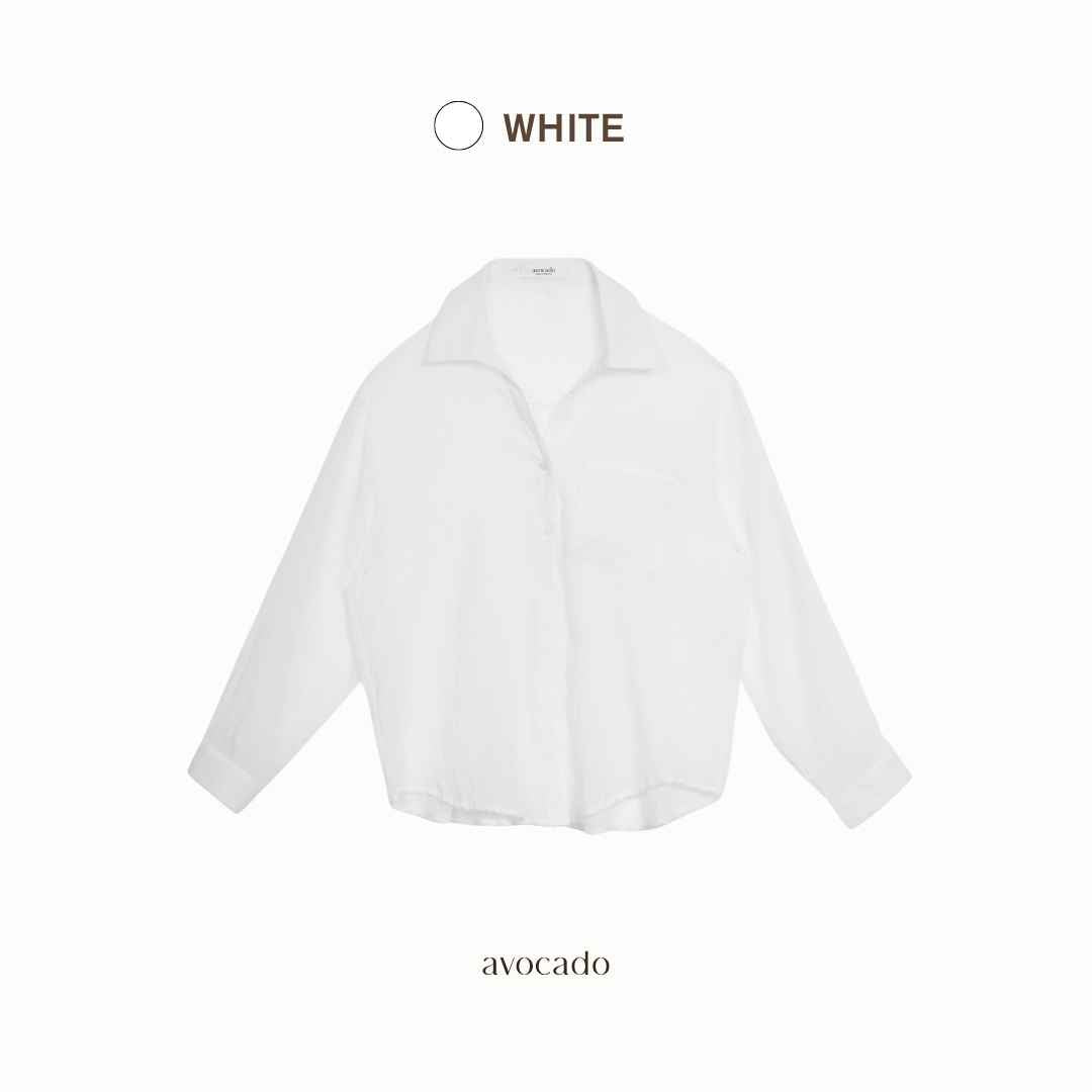 avocado - Mochi slim shirt เสื้อเชิ้ตทรง Slim Shirt เข้ารูป ผ้าเบาๆ โปร่งๆ