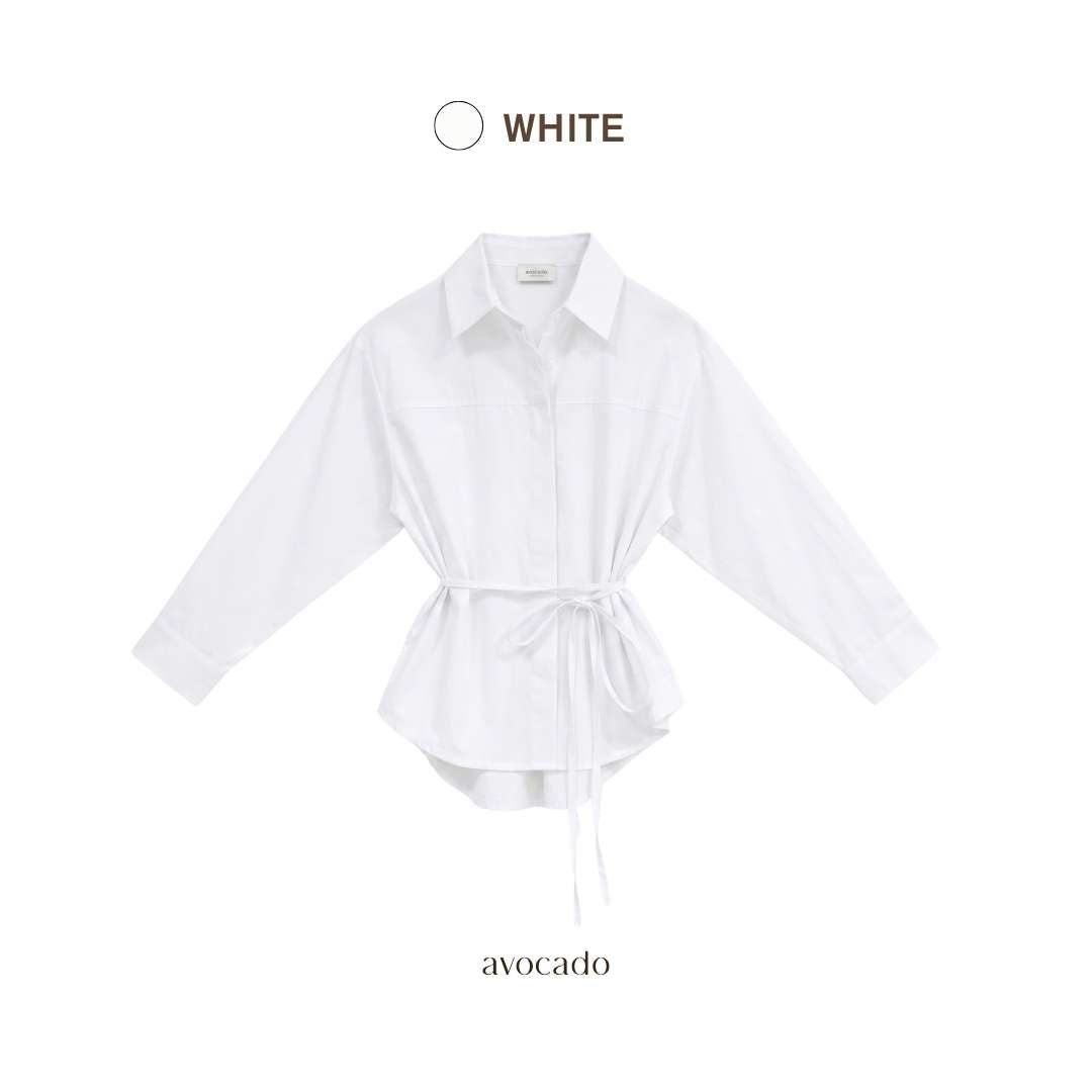 avocado - Nerra Shirt เสื้อเชิ้ตเนื้อผ้าธรรมชาติ แต่งดีเทลเชือก แมตช์ได้หลายลุค